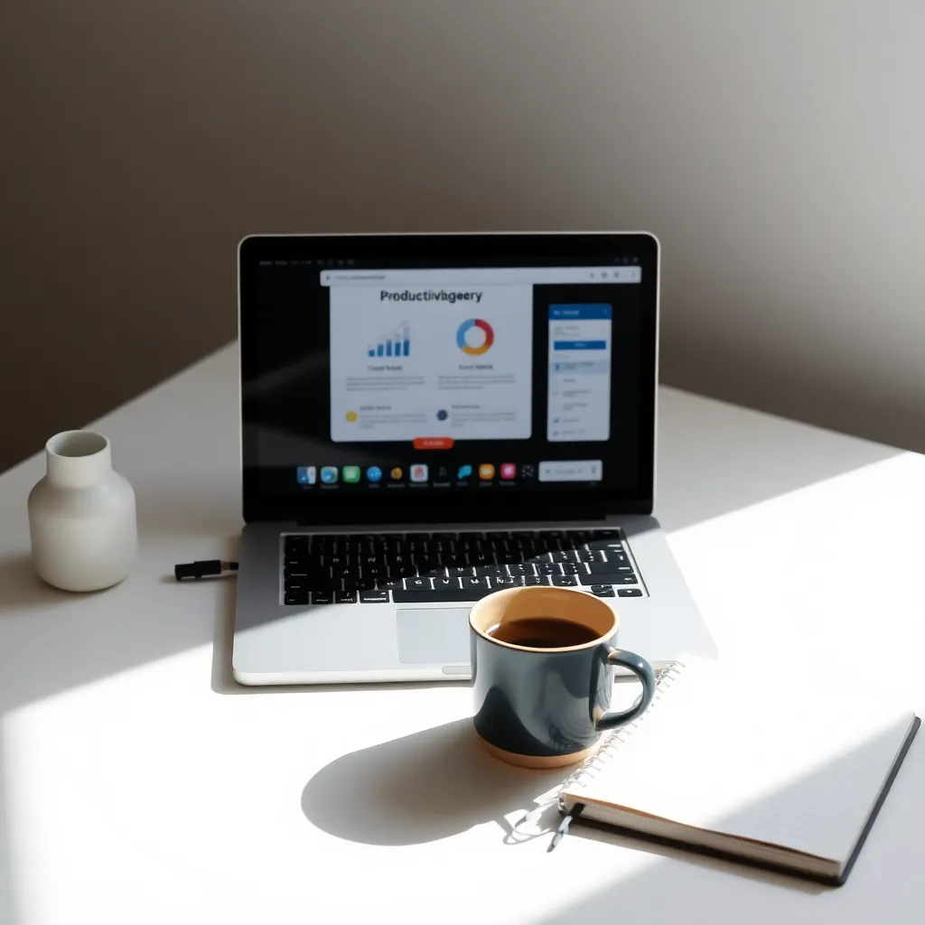 Moderné pracovisko s digitálnymi nástrojmi na time management